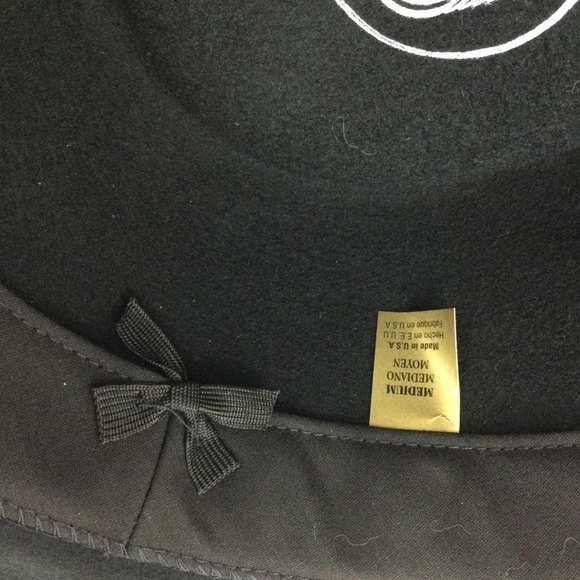 Vintage black 100% wool crushable hat bling cross boho western adult medium - Picture 7 of 13